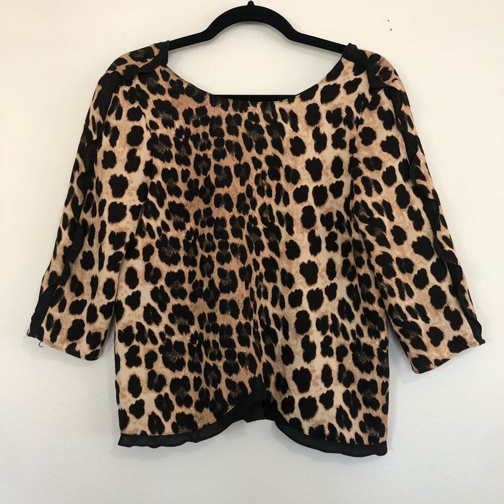Zara Animal Print Leapord Ruffle Blouse